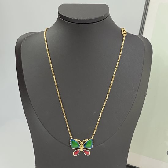 Valentino Vintage Enamel Butterfly Pendant Necklace