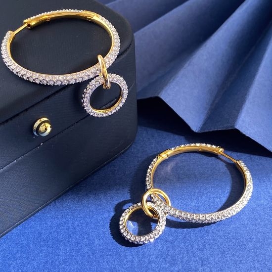 Swarovski Diamond Geometric Hoop Earrings