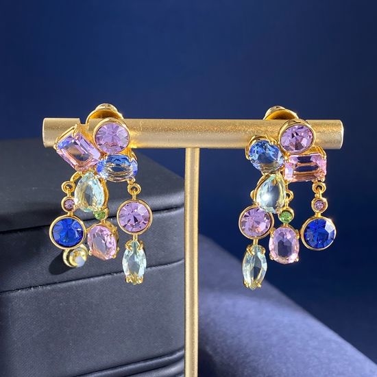 Swarovski Mixed Cut Rhinestone Tassel Pendant Earrings