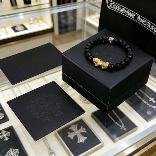 Chrome Hearts Obsidian Beaded String Bracelet