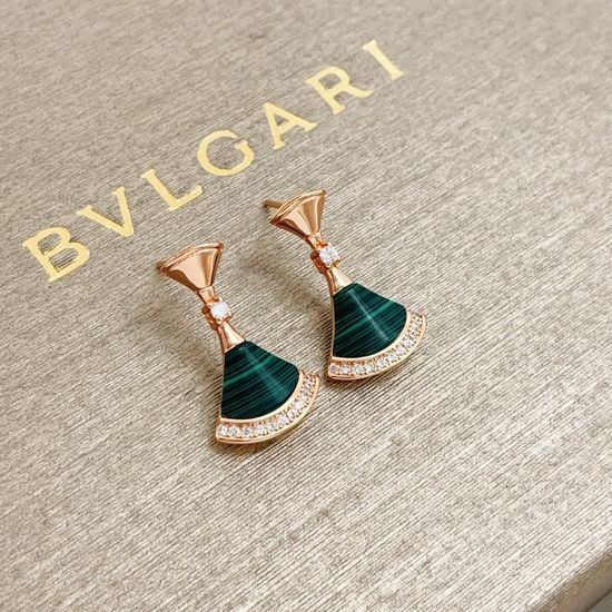 Bvlgari Green Mother of Pearl Fan Stud Earrings