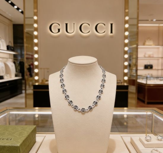 Gucci Double G Vintage Distressed Style Necklace
