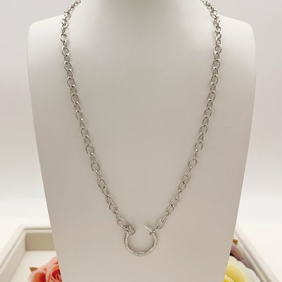 Cartier Silver Polish Nail Shape Necklace