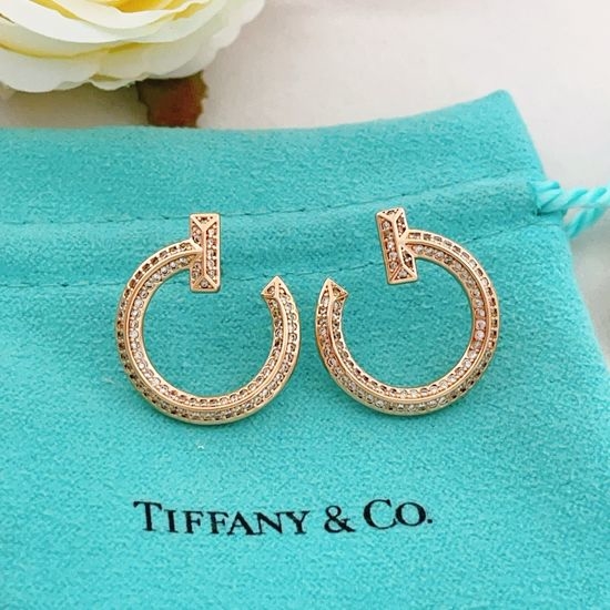 Tiffany & Co. Rose Gold Diamond Smile Stud Earrings