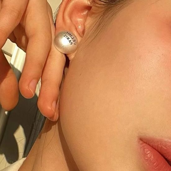 Celine Vintage Brushed Texture Stud Earrings