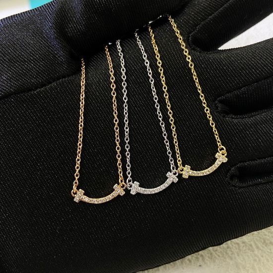 Fendi Diamond Studded Smiley Pendant Necklace