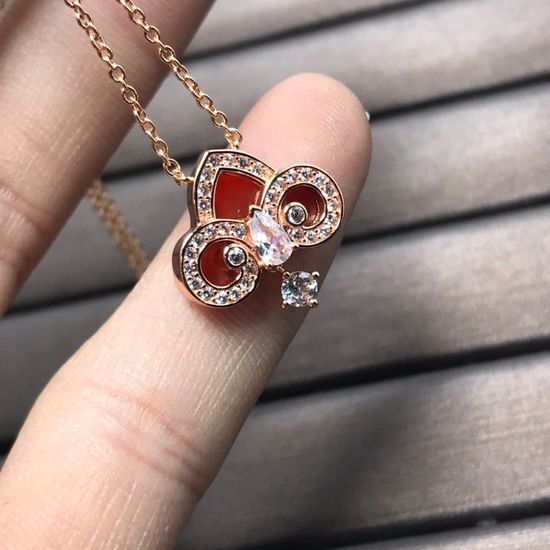 Fendi Tiffany Iris Flower Key Pendant with Ruby