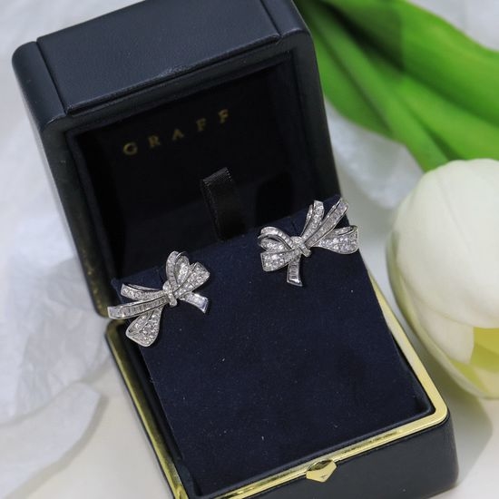 Graff Bowknot Crystal Rhinestone Stud Earrings