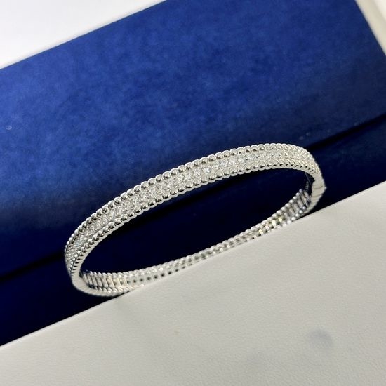 Van Cleef & Arpels VCA Diamond Beaded Narrow Gold Plated Bangle