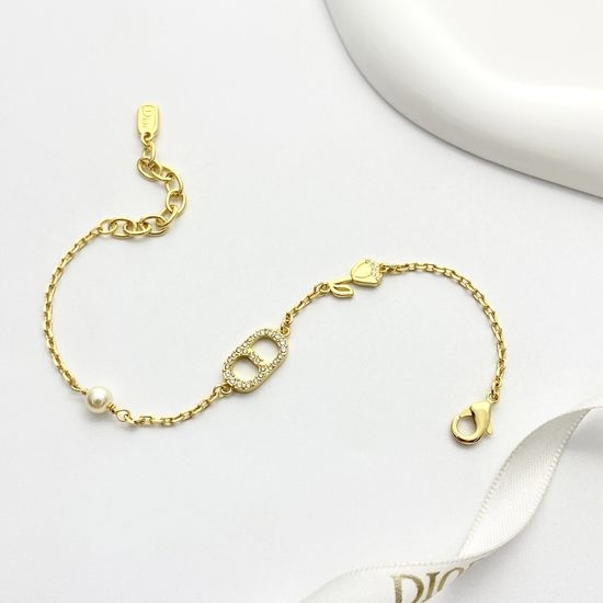Christian Dior CD Diamond Pearl Flower Bracelet