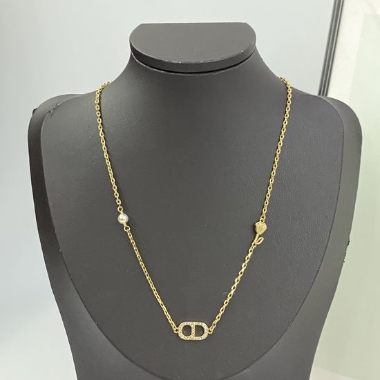 Christian Dior CD Elegant Pearl Floral Rhinestone Necklace