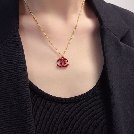 Chanel Red Pendant Layered Necklace