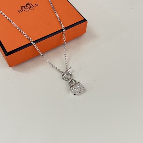 Hermes Exquisite Cut Bag Shaped Pendant Necklace