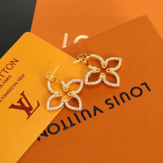 Louis Vuitton LV Golden Four Leaf Clover Stud Earrings
