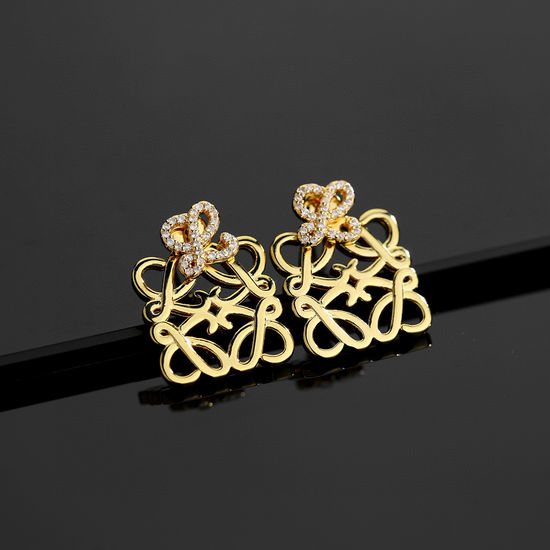 Loewe Smooth Line Floral Earrings With Rhinestone