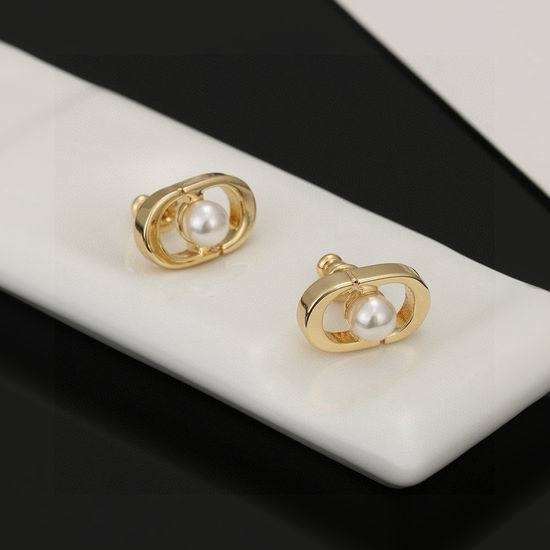 Christian Dior CD Delicate Gold Stud Earrings Versatile Matching