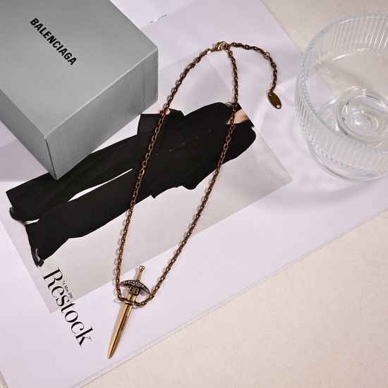 Balenciaga Unique Trendy 18K Gold Plated Necklace
