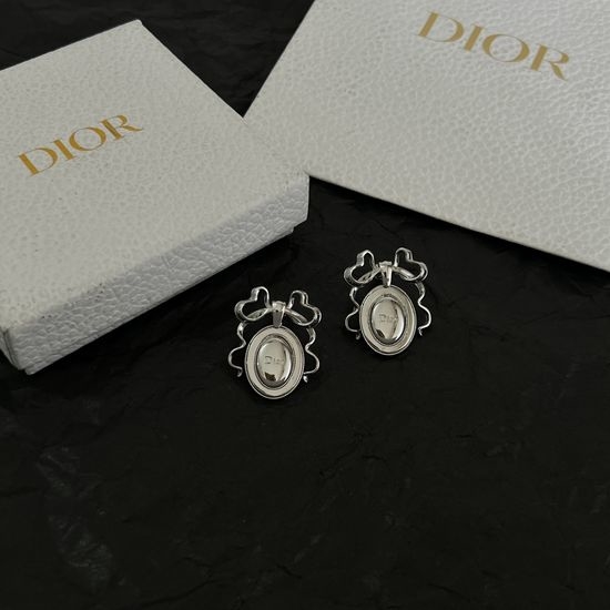 Christian Dior CD Vintage Brass Stud Earrings Elegant Style