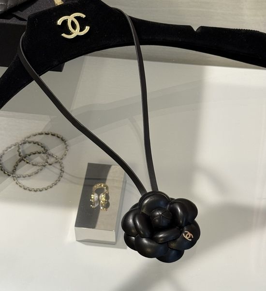 Chanel Leather Camellia Bag Charm Keychain