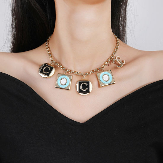 Chanel Classic Double Letter Brass Necklace