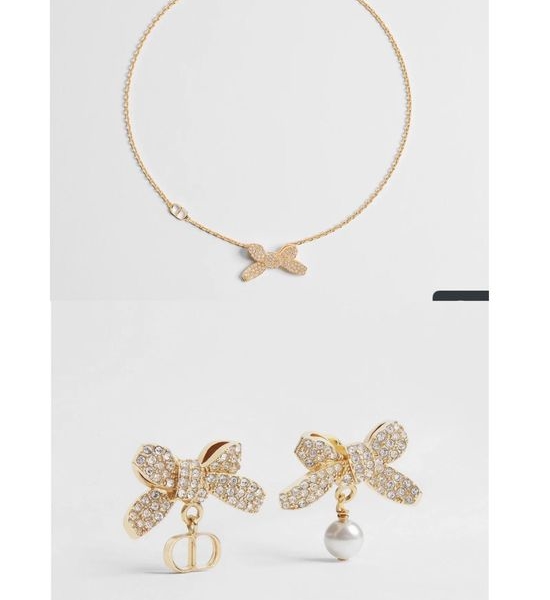 Christian Dior CD Dior Letter Charm Necklace and Earring Set