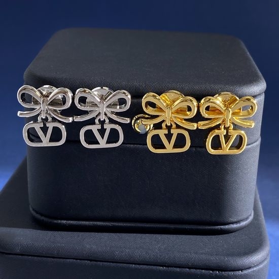Valentino Hollow Bow Knot V Shape Stud Earrings