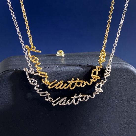 Louis Vuitton LV Minimalist Strip Letter Pendant Necklace