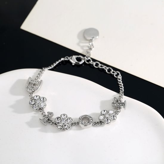 Christian Dior CD Flower Rhinestone Bracelet