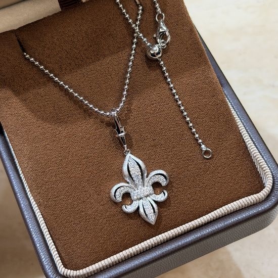 Chrome Hearts Anchor Pave Crystal Silver Necklace