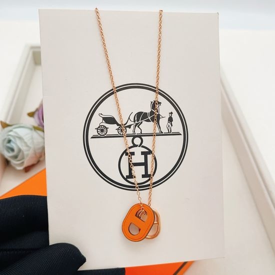 Hermes Rose Gold Pig Nose Shape Necklace