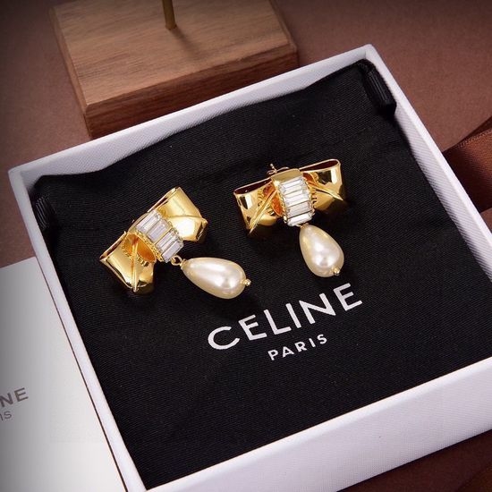 Celine Artistic Bow Knot Brass Stud Earrings