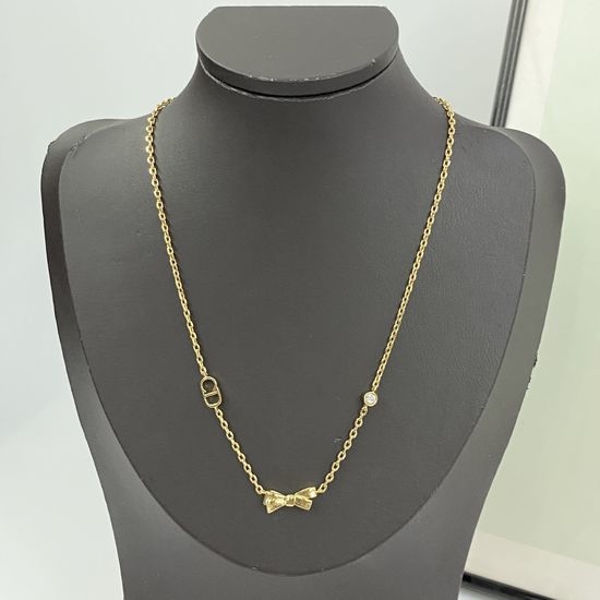 Christian Dior CD Bowknot Inlaid Diamond Necklace