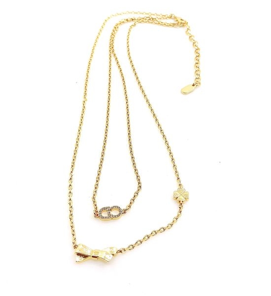 Christian Dior CD Small Bow Double Layer Necklace