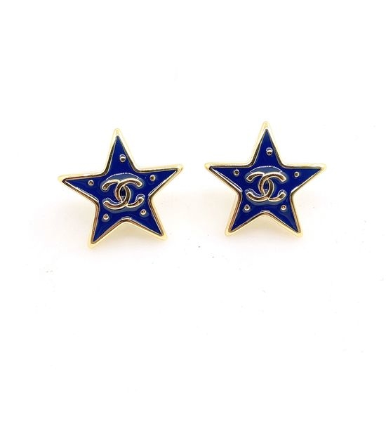 Chanel Black Star Stud Earrings