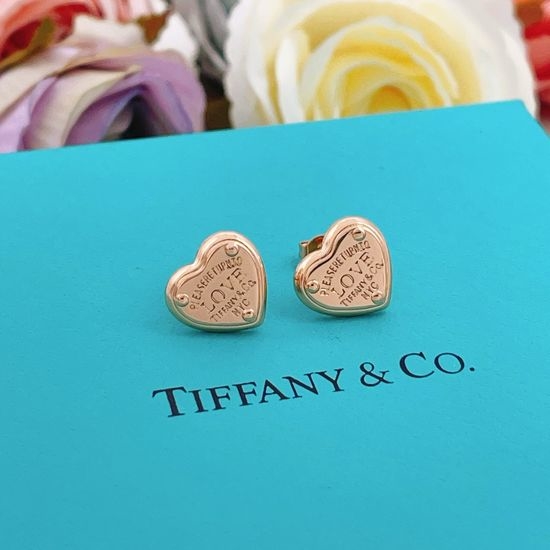 Tiffany & Co. Heart Shape Brass Stud Earrings
