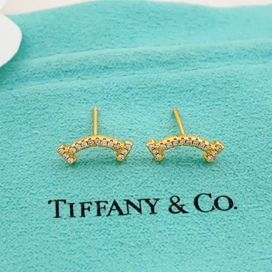 Tiffany & Co. Gold Pave Smiley Stud Earrings