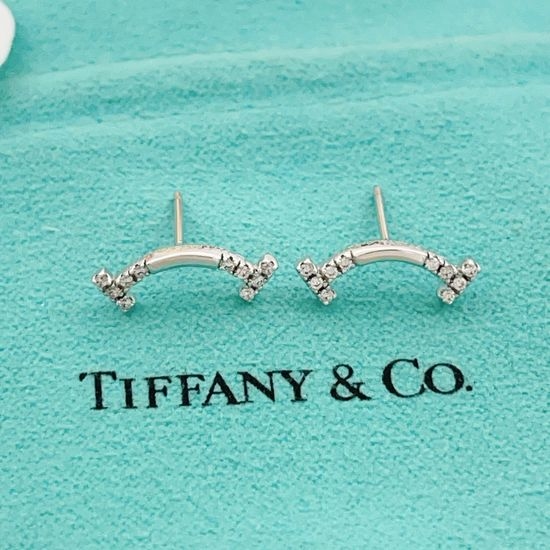 Tiffany & Co. Silver Crystal Smiley Stud Earrings