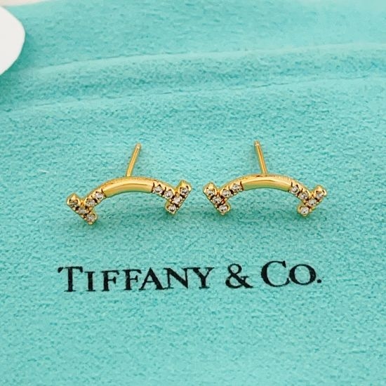 Tiffany & Co. Gold Crystal Smiley Stud Earrings