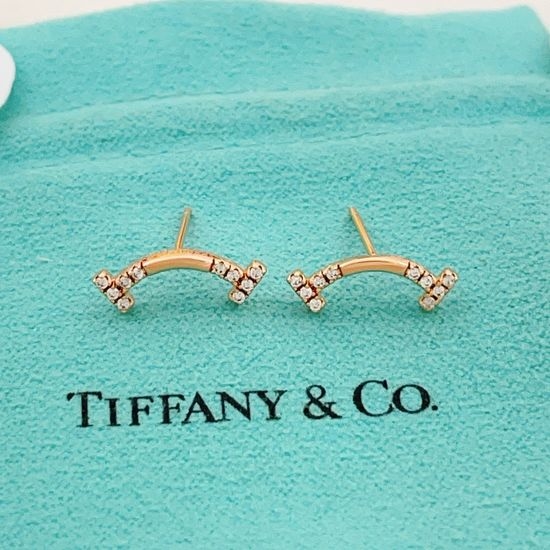 Tiffany & Co. Rose Gold Crystal Smiley Stud Earrings