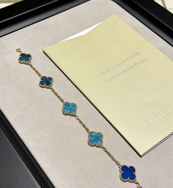 Van Cleef & Arpels VCA Rainbow Enamel Clover Bracelet