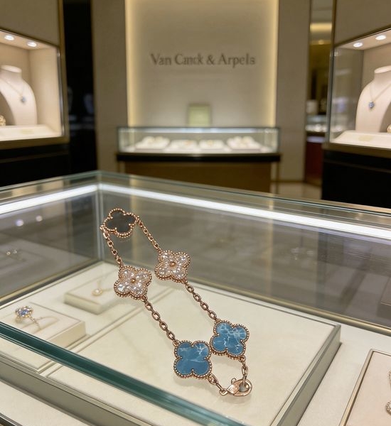 Van Cleef & Arpels VCA Rainbow Enamel Clover Bracelet