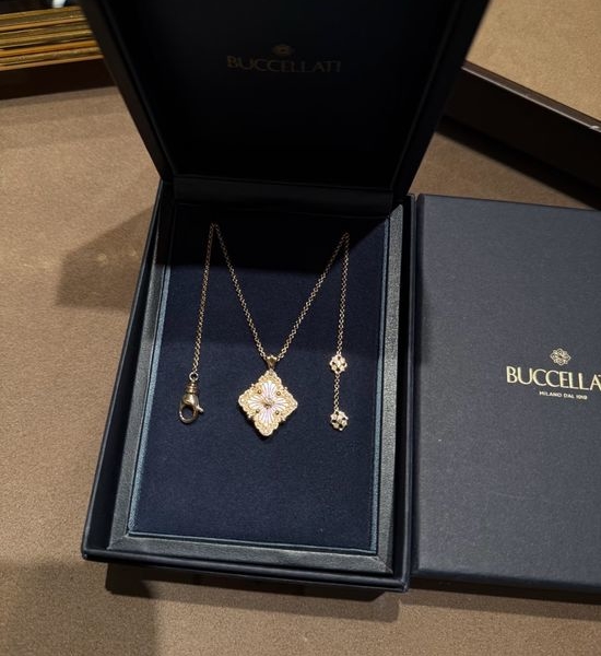 Celine Diamond Inlaid Mother of Pearl Necklace