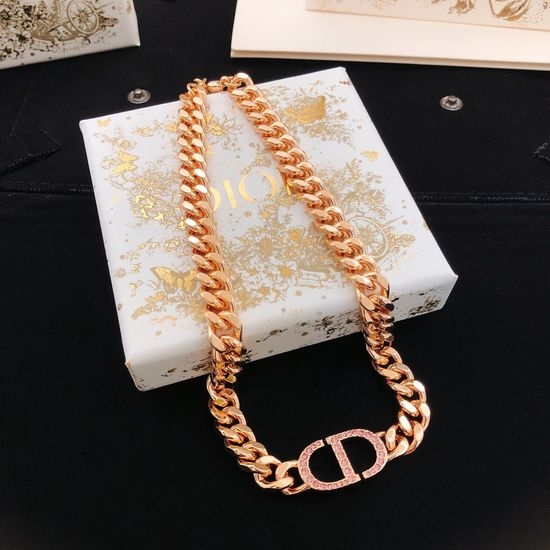 Christian Dior CD Rose Gold CD Diamond Necklace Set