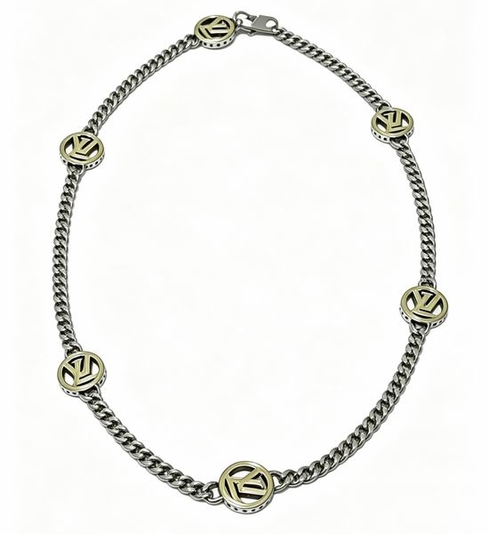 Louis Vuitton LV Vintage Style Silver Necklace