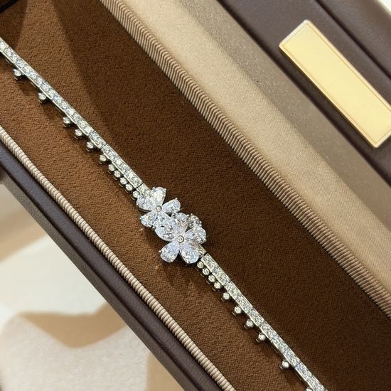 Polo Ralph Lauren Double Row Diamond Floral Silver Bracelet