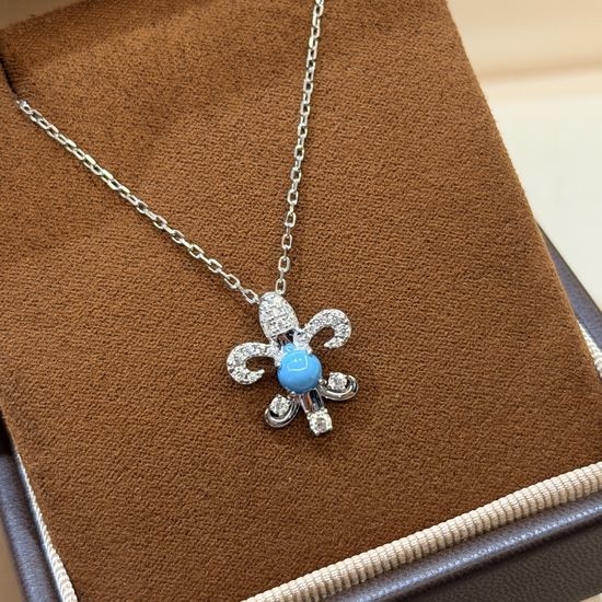 Chrome Hearts Anchor Turquoise Diamond Necklace