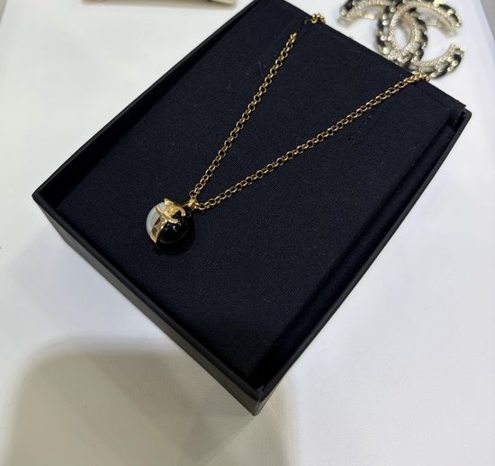 Chanel Two Tone Pearl Pendant Necklace