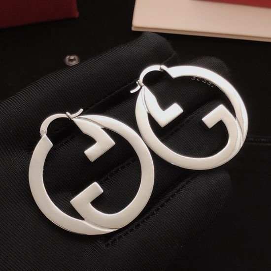 Gucci Smooth Round Design Brass Ear Hooks