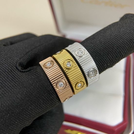 Cartier Striped CZ Accent Stackable Finger Ring