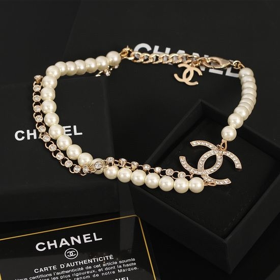 Chanel Double C Pearl Double Layer Adjustable Necklace